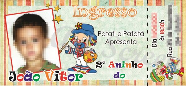Convite Patatí Patatá 13x6 ( diversos modelos do tema)